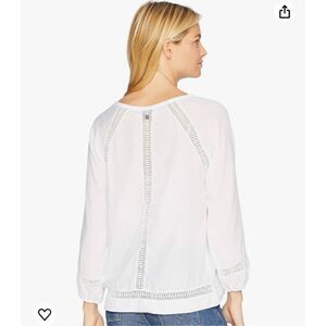 NWT Prana Women's White‎ Tacana Peasant Crochet Boho Blouse Top Size Large